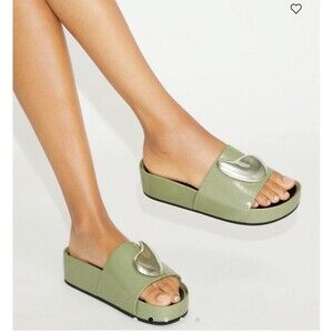 Tory Burch Patos Platform Women’s Leather Slides Sandals Sz 10 ( Displays )